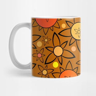 Flower Suns Warm on Medium Brown Mug